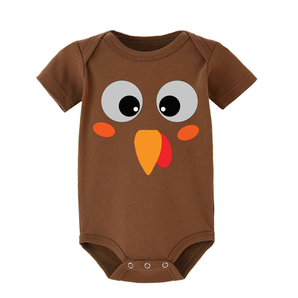 Thanksgiving Turkey Face Baby Bodysuit Boys Girls Cute Clothes Toddler Romper Baby Short Sleeve Jumpsuit Thanksgiving Outfits