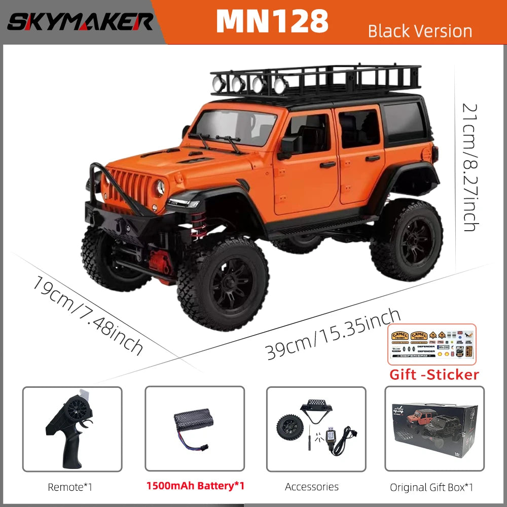 MN128 1/12 RC Car 4WD Jeep Model 2.4G Remote Control LED Light 4X4 Off Road 4WD Climbing RC Truck Electric Toy Car Gift for Boy