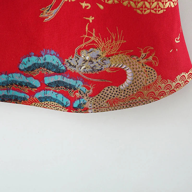 (9 Months -3 Years Old) Summer New Chinese Retro Style Baby Girl Dress, Spring Festival Party Children'S Clothing