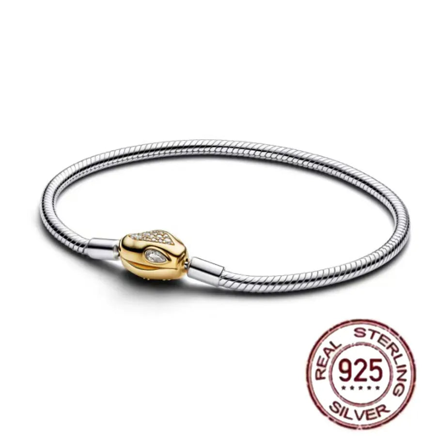 Hot selling S925 sterling silver crown snake bone bracelet, suitable for original DlY bracelet, women's fashion jewelry