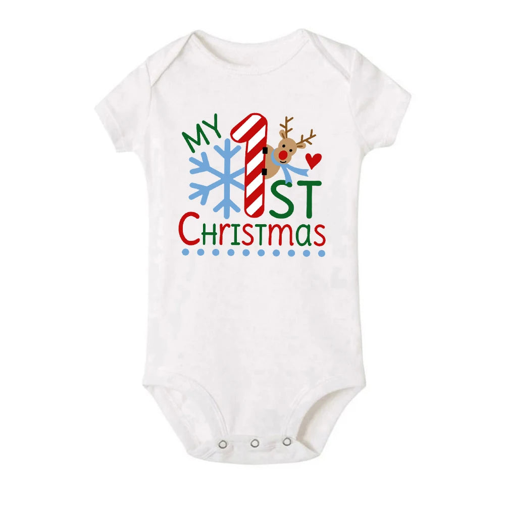 It Is My First Christmas Baby Short Sleeve Romper Toddler Baby Boy Girl Clothes Outfit Bodysuit Newborn Ropa Xmas Best Gifts