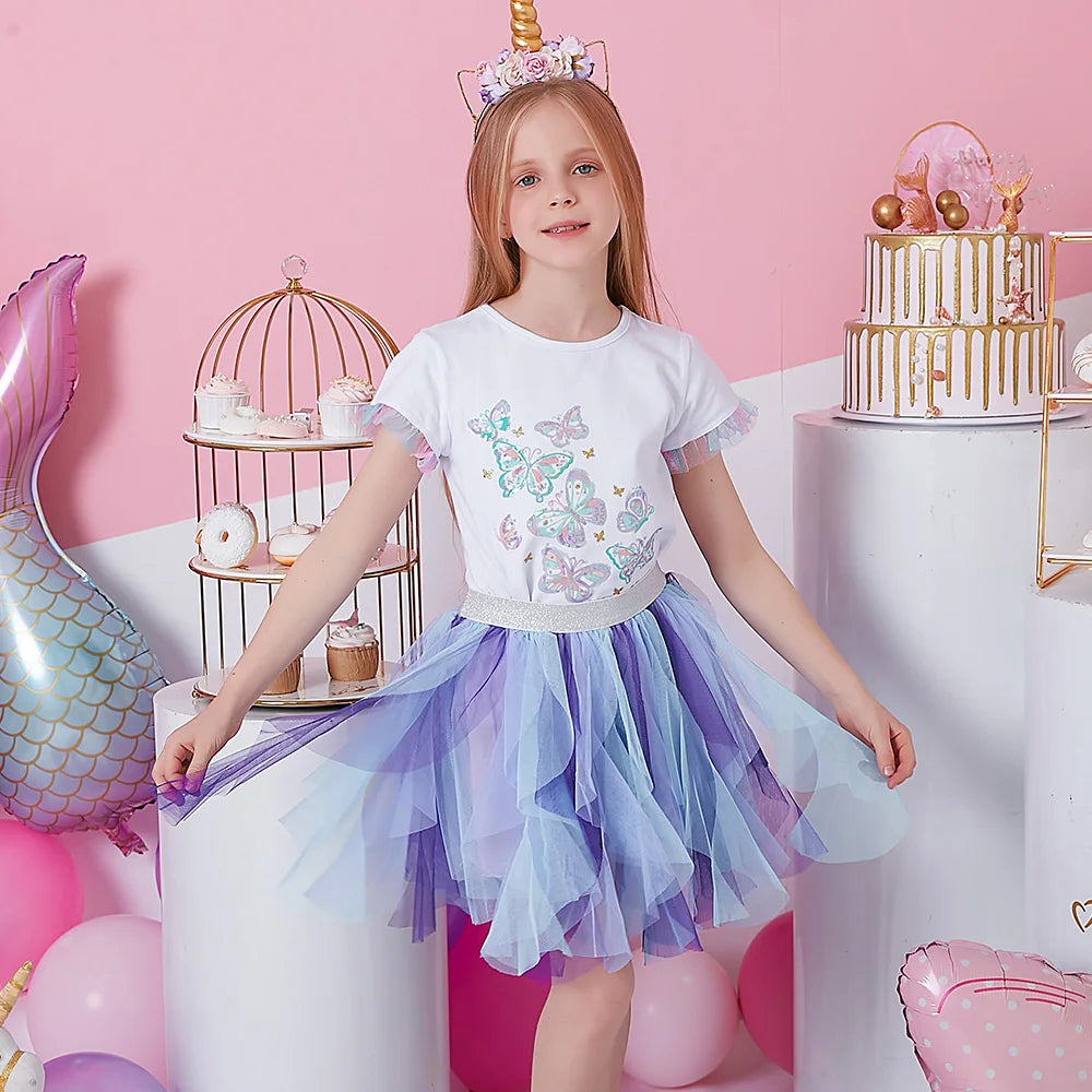 VIKITA Girls Tutu Skirts Kids Birthday Party Dance Princess Mesh Layered Tulle Cake Mini Performance Skirts Children Clothes