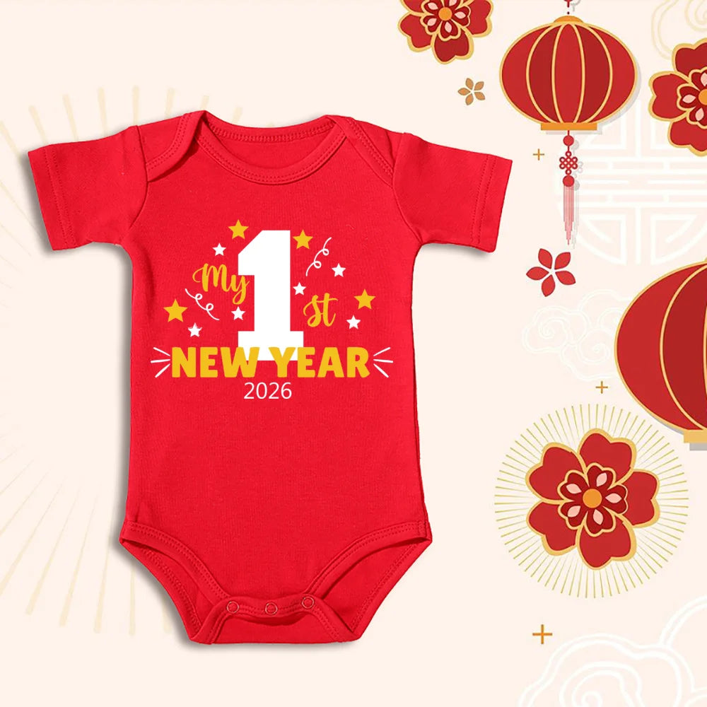My 1st New Year 2026 Baby Cotton Rompers Newborn Infant Jumpsuit First New Year Baby Bodysuit Toddler New Year Ropa