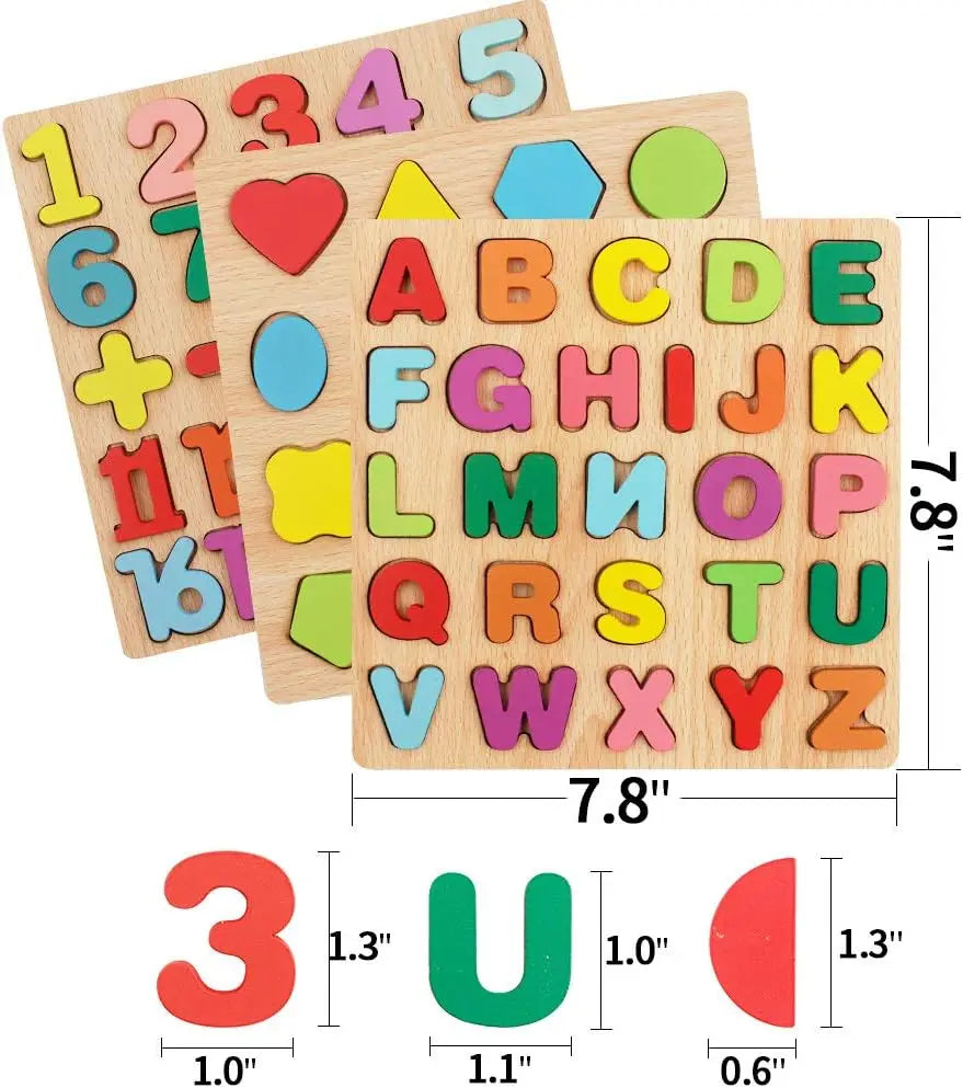 Wooden Puzzles Toys for Kids 3 Year Alphabet Numbers Children Montessori Educational Learning Toys abc Letters Preschool Gift