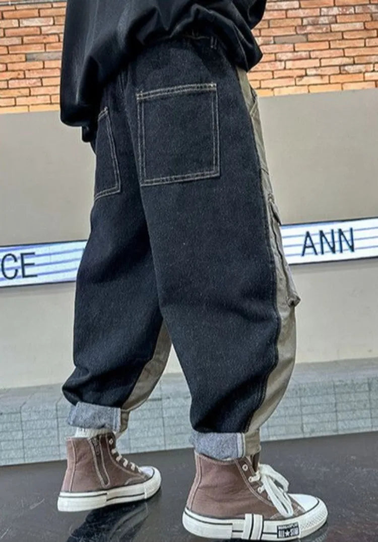 Boys' Cargo Pants 2025 Spring Autumn K-Fashion Loose Fit Tween Boys Stylish Casual Long Jeans Pants