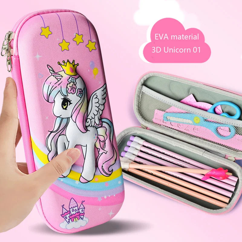 EVA Pencil Case Kawaii School Stationery 3D Dinosaur Pen Case School Supplies Cute Rocket High Capacity Pencil Box