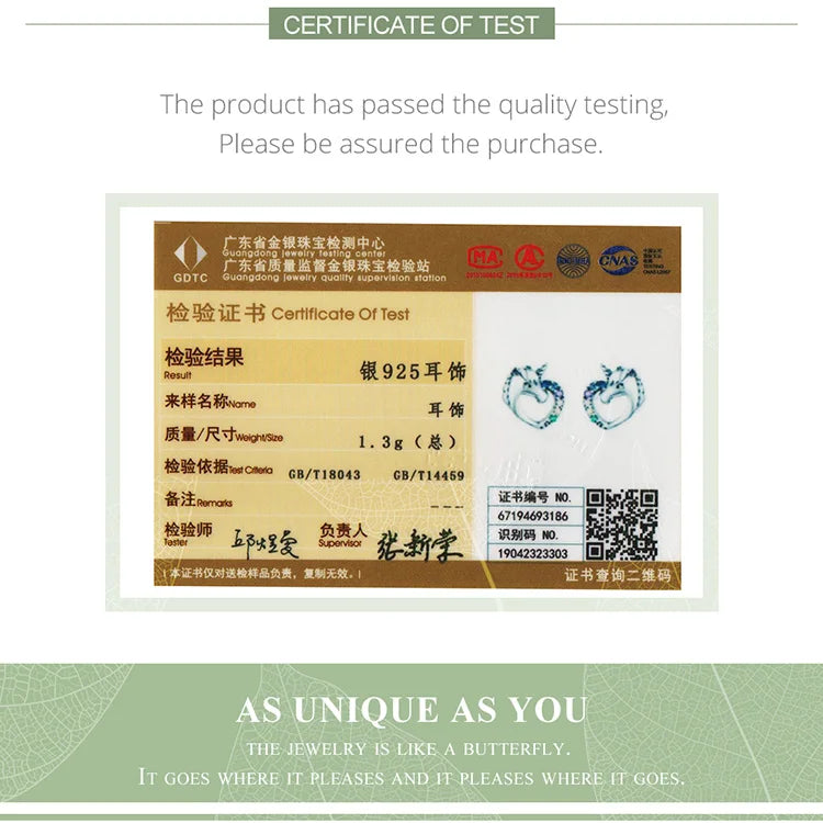 Bamoer 925 Sterling Silver Luxury Girl Earrings Rainbow Butterfy Cute Fancy Funny Ear Stud Original for Women Party Fine Jewelry