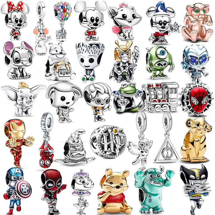 Marvel Disney Charm Beads 100% 925 Sterling Silver for DIY Bracelets Women's Jewelry Gifts Suitable for Original DLY