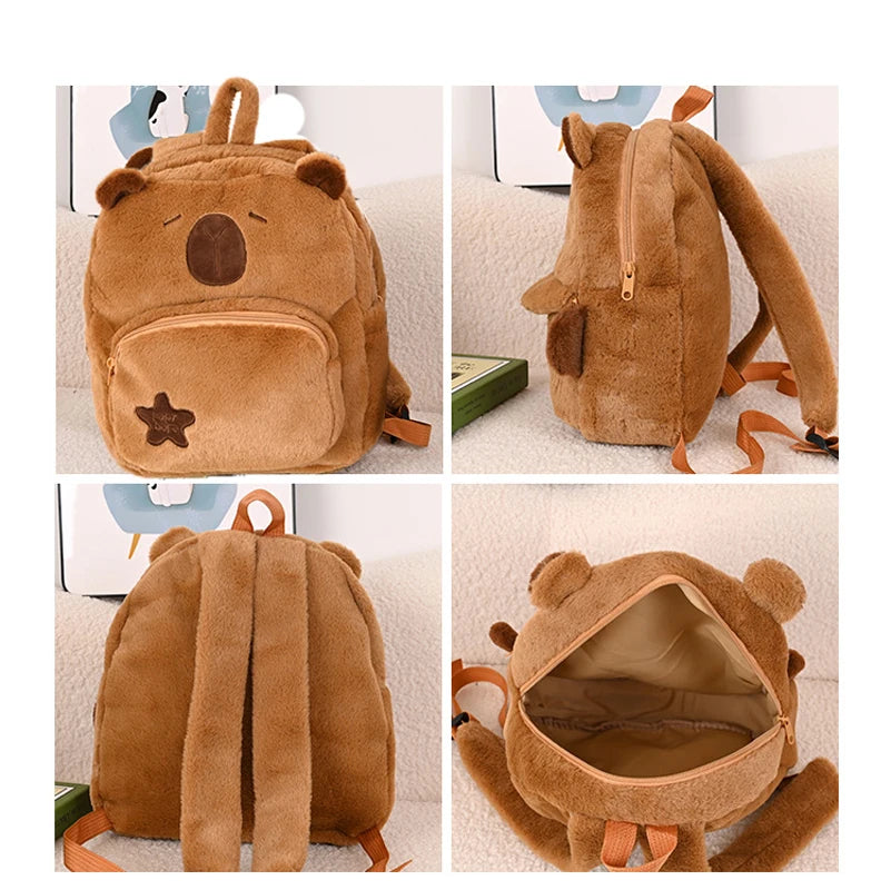Capybara Backpack Cute Plush Shoulder Bag Dual-purpose bookpack Bag Cute Tote Backpack Large Capacity Student School Bag