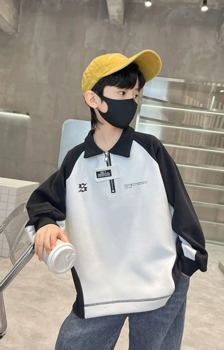 2025 New Arrival Boys' Base Layer Long Sleeve Top Spring Autumn Big & Mid Size Kids Stylish Cool Trendy Top