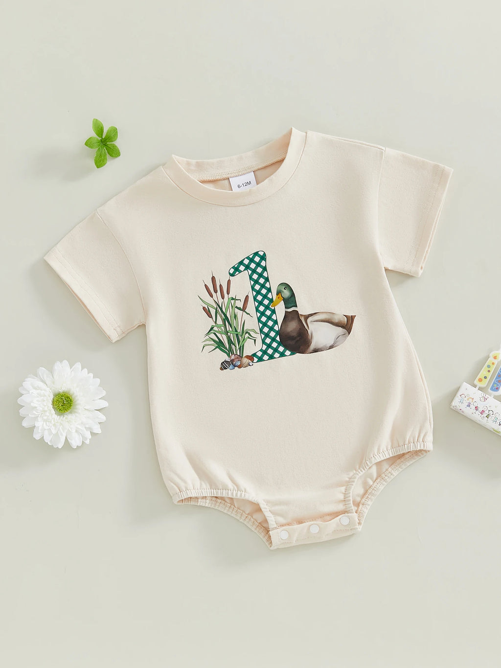 Toddler Boy Lightweight Cotton Romper Short Sleeve Round Neck Animal Print Loose Fit Jumpsuit for Summer Beach Party