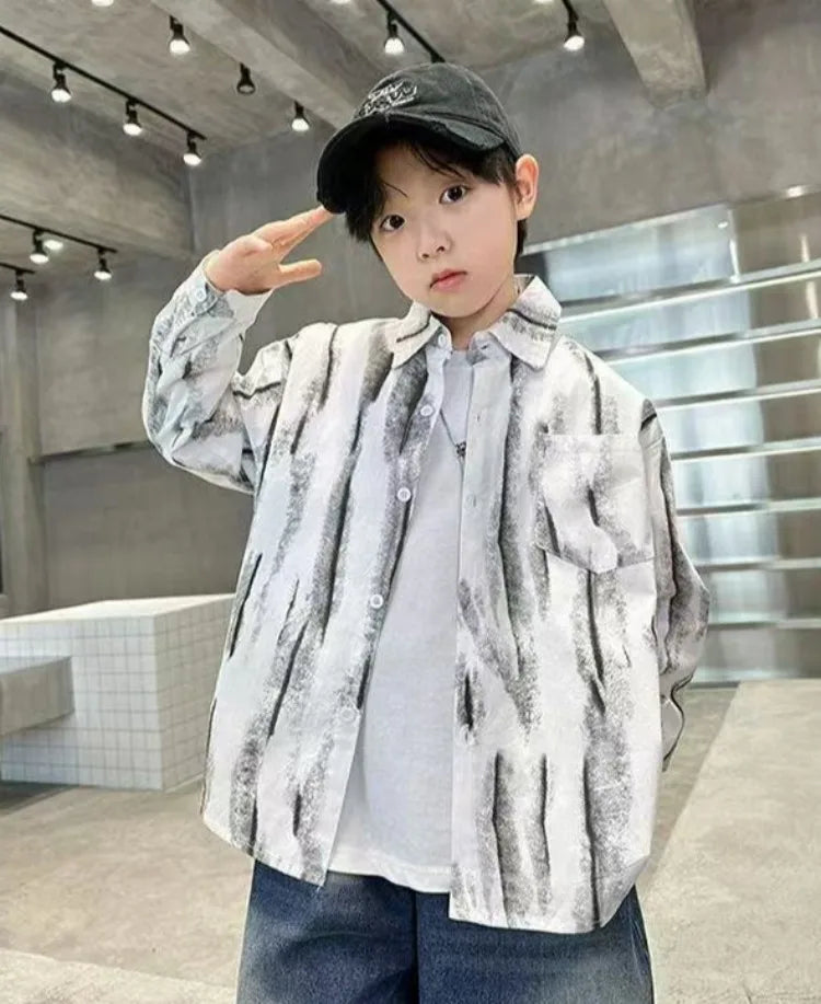 2025 New Boys' Spring Autumn Long Sleeve Shirt Toddler Boys Stylish Long Sleeve Shirt Trendy Design for Kids