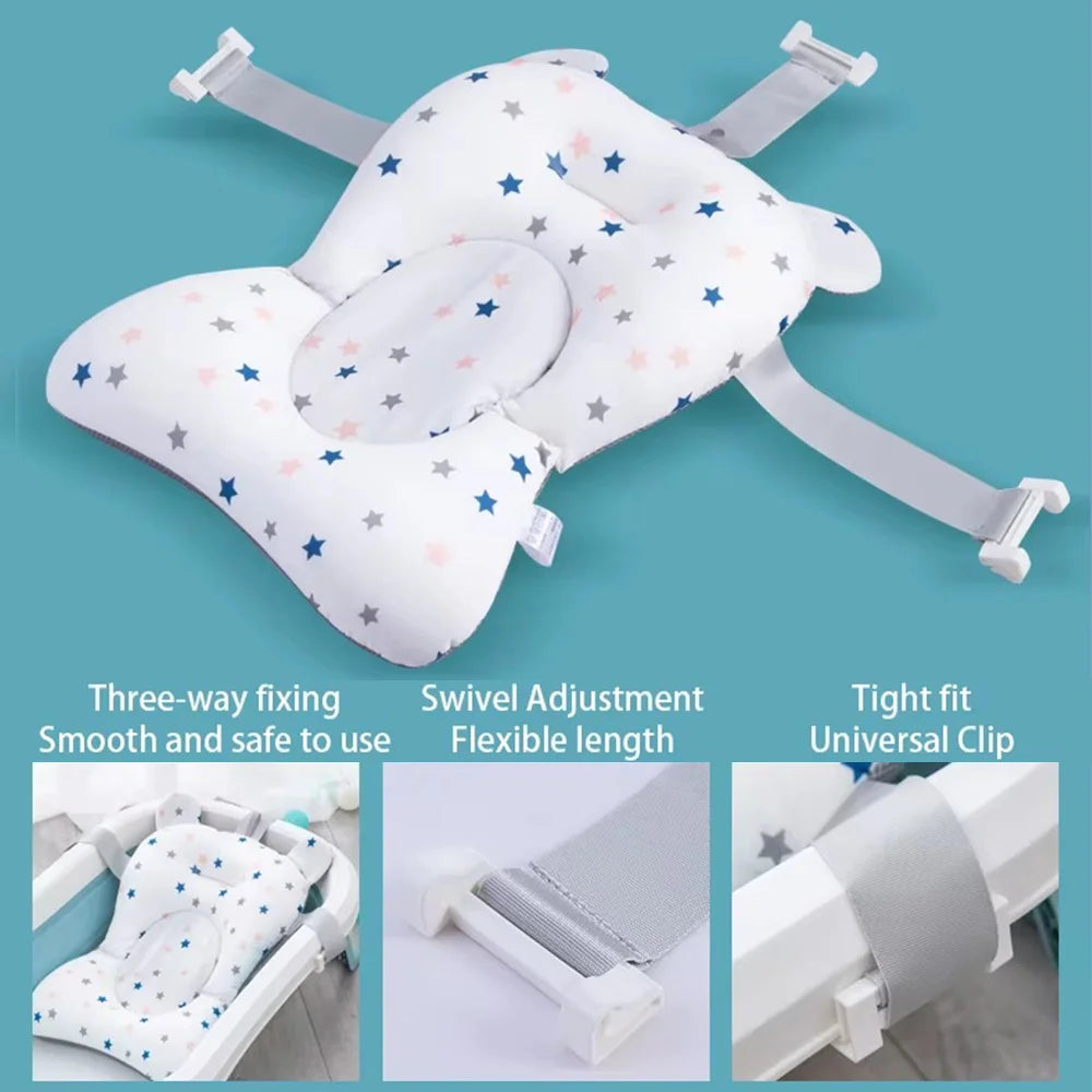 PANGDUBE Baby Bath Seat Newborn Bathtub Cushion Adjustable Support Pad with Non-Slip Mat 0-12 Months Shower Safety Float