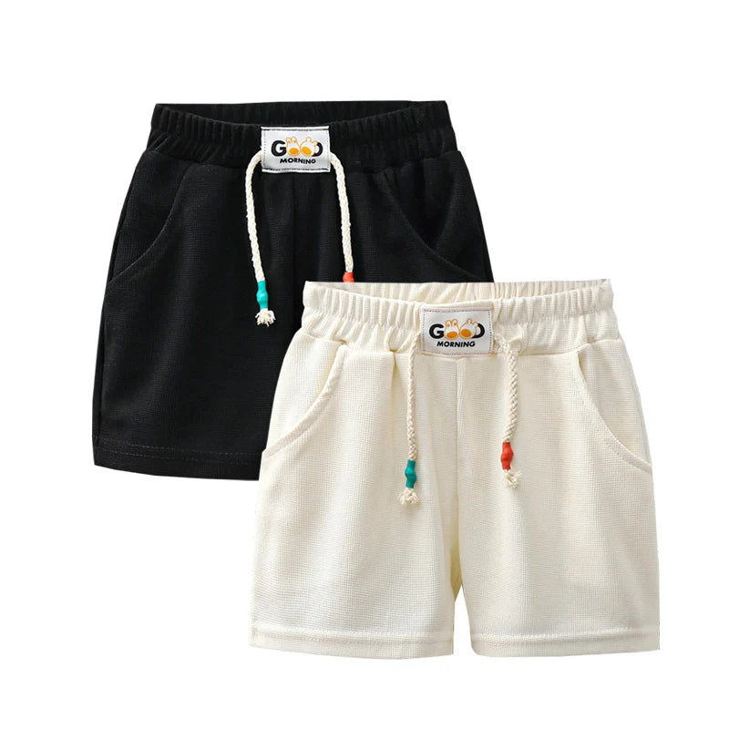 2pcs Summer Kids Shorts Boys Girls Solid Color Short Baby Solid Color Casual Pant Children Short Pant Sport Clothing Outwear