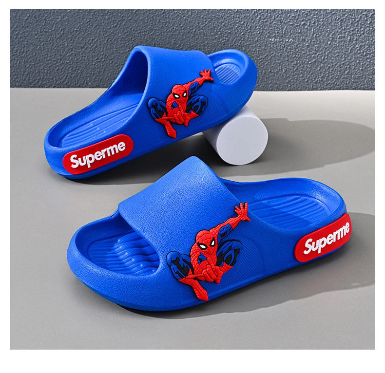 Disney Children Home Slippers Kids Cartoon Spiderman Boys Girls Soft Sole Shoes Anti-Slip Beach Slippers Size 24-45