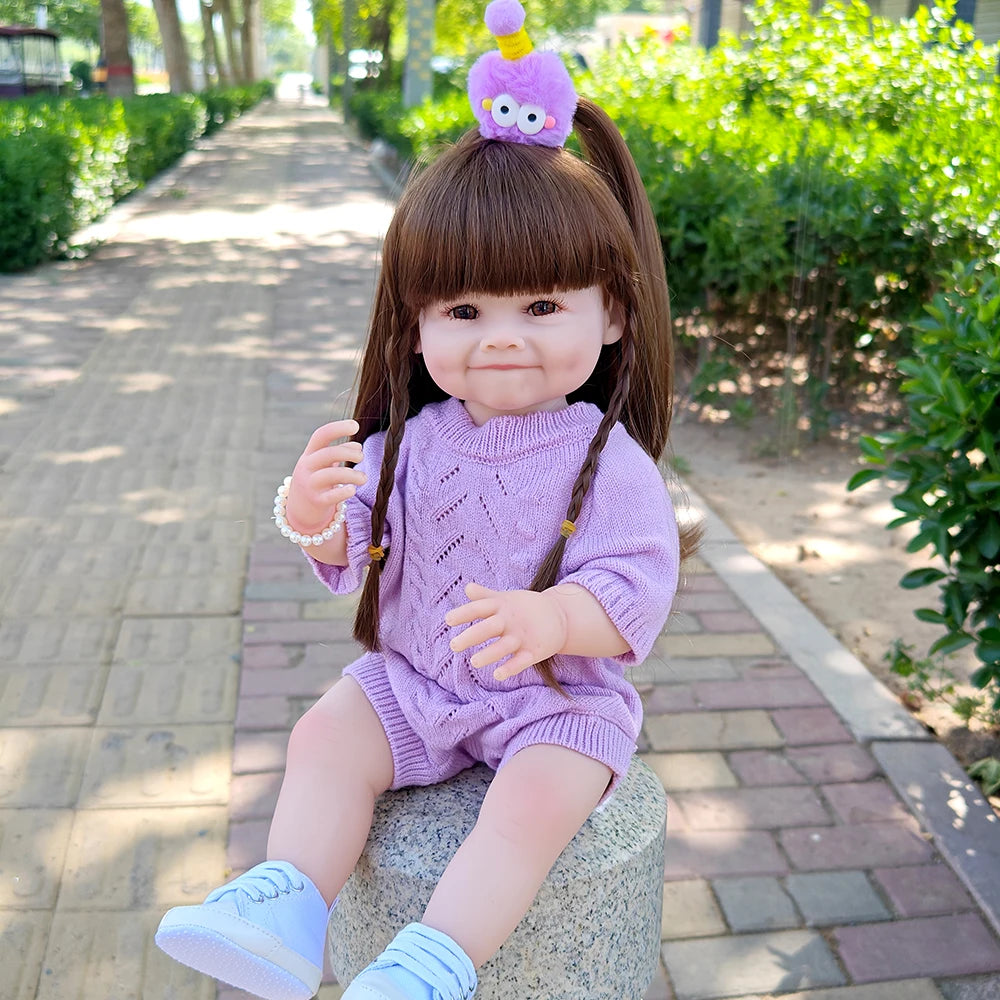 55CM Reborn Toddler Doll with Full Body Soft Silicone Vinyl 22Inch Lifelike Soft Touch High Quality Doll Birthday Gifts
