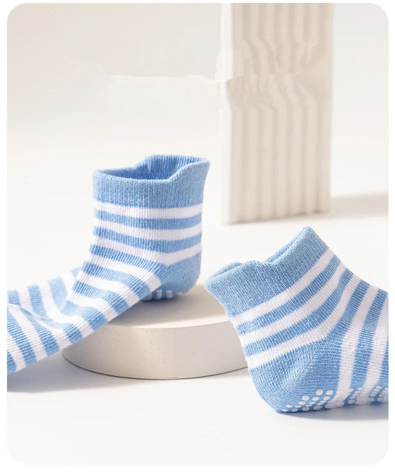 6 Pairs 0-5 Years Old Non-Slip Kids Socks with Grip Little Girls Boys Ankle Socks Infants Toddlers Children Floor Socks
