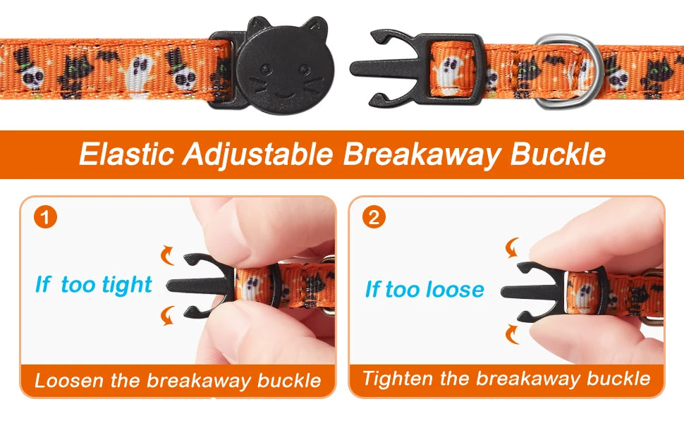 1/4 Pcs Halloween Cat Collar with Bow Tie & Bell Adjustable Breakaway Kitten Collar for Kitty Kitten Adult Cats Dog Pet Supplies