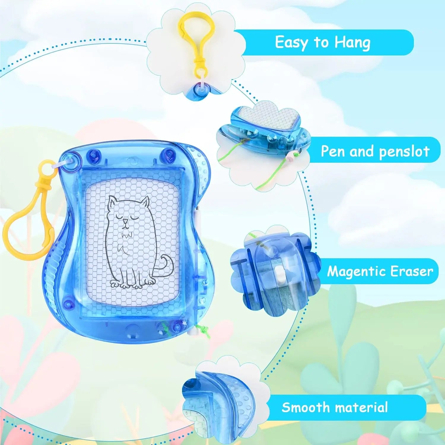 1-10PCS Mini Magnetic Drawing Board Keychain  Doodle Pad with Stylus Portable Toy Erasable Writing Board Educational Kids Gift