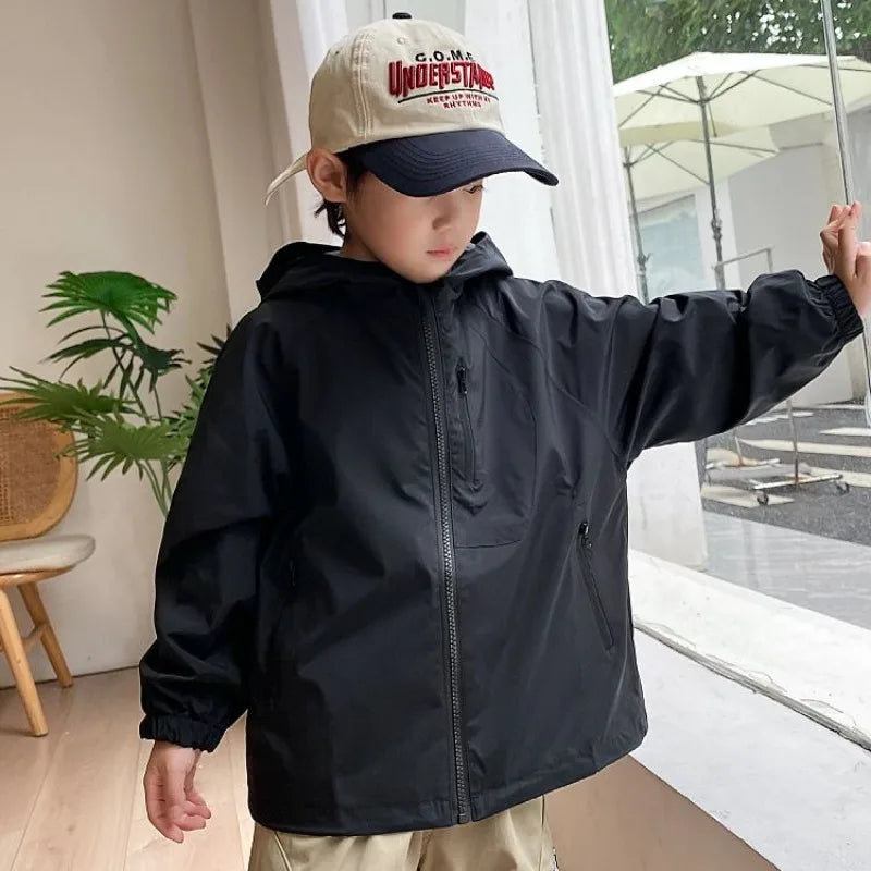 2025 New Kids Outdoor Jacket Unisex Sporty Design Spring Autumn Wear Trendy Waterproof Windproof Jacket for Boys Girls Ages 8-14