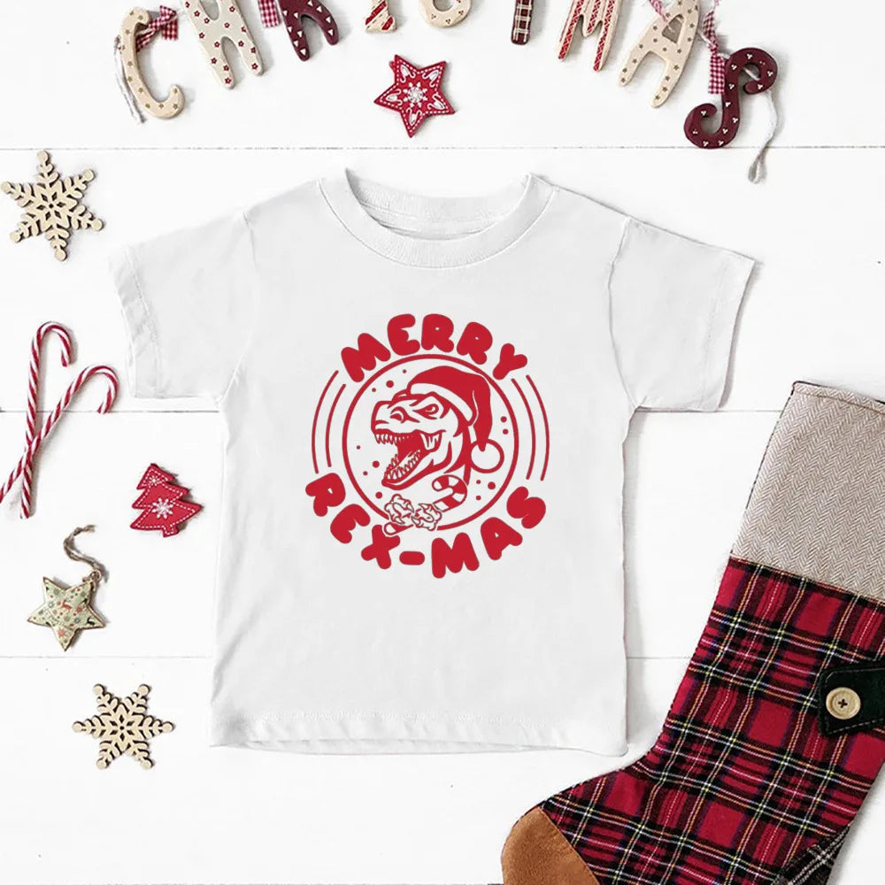 Christmas Kids T-shirt Xmas Boys Girls Clothes Christmas Party Kid Gift Shirts Xmas Children Short Sleeve Shirt Child Outfits