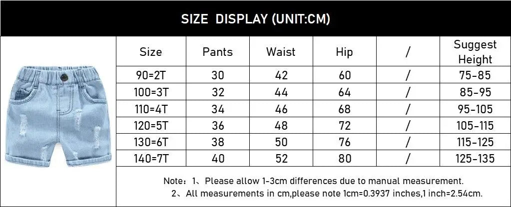 Summer Baby Boys Denim Shorts Fashion Hole Children Jeans South Korea Style Kids Casual Cowboy Shorts Child Beach Pants 2-7Years