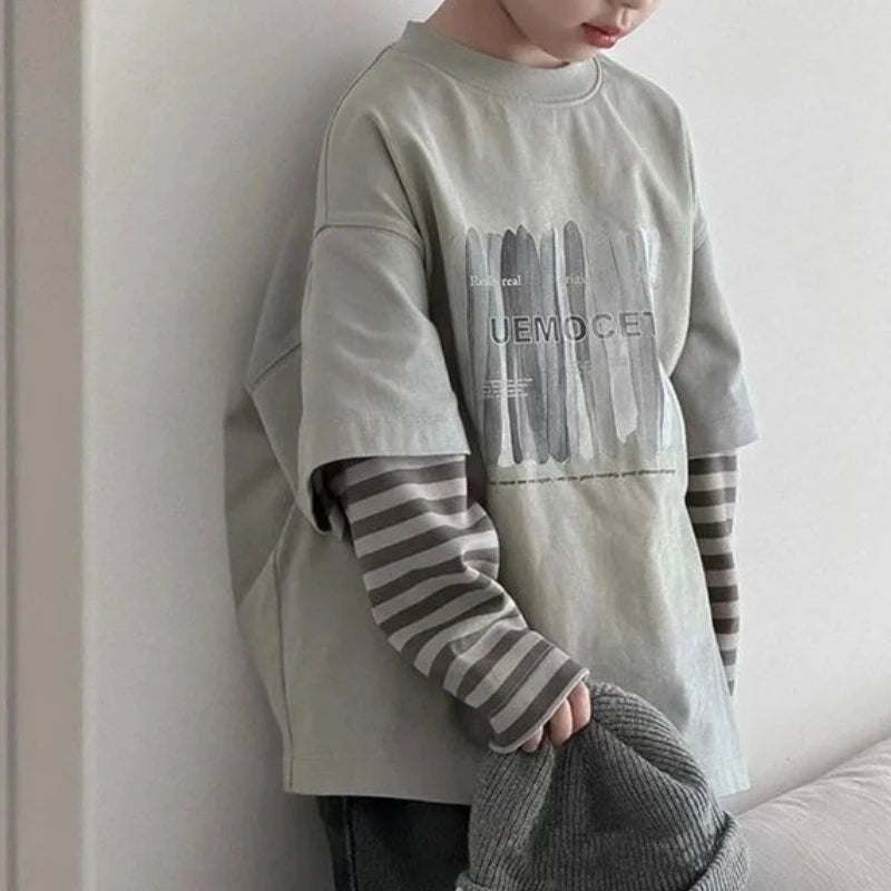 Long Sleeve T-shirt Child Children's Boy's Clothing Tees Cartoon Fashion Clothes for Boys Tee Wear Year Old Kids Top Korean 2025