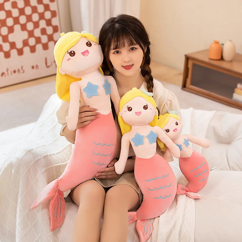 High Quality Cartoon Kawaii Mermaid Plush Toys Soft Animal Plush Pillow Stuffed Toy Princess Dolls Children  Girls Birthday Gift