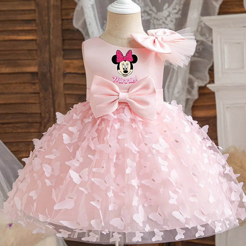 Mickey Minnie Mouse Girl Princess Dress Kid Clothes Party Birthday Outfits Evening Party Tulle Dress Wedding Wear Bowknot Dress