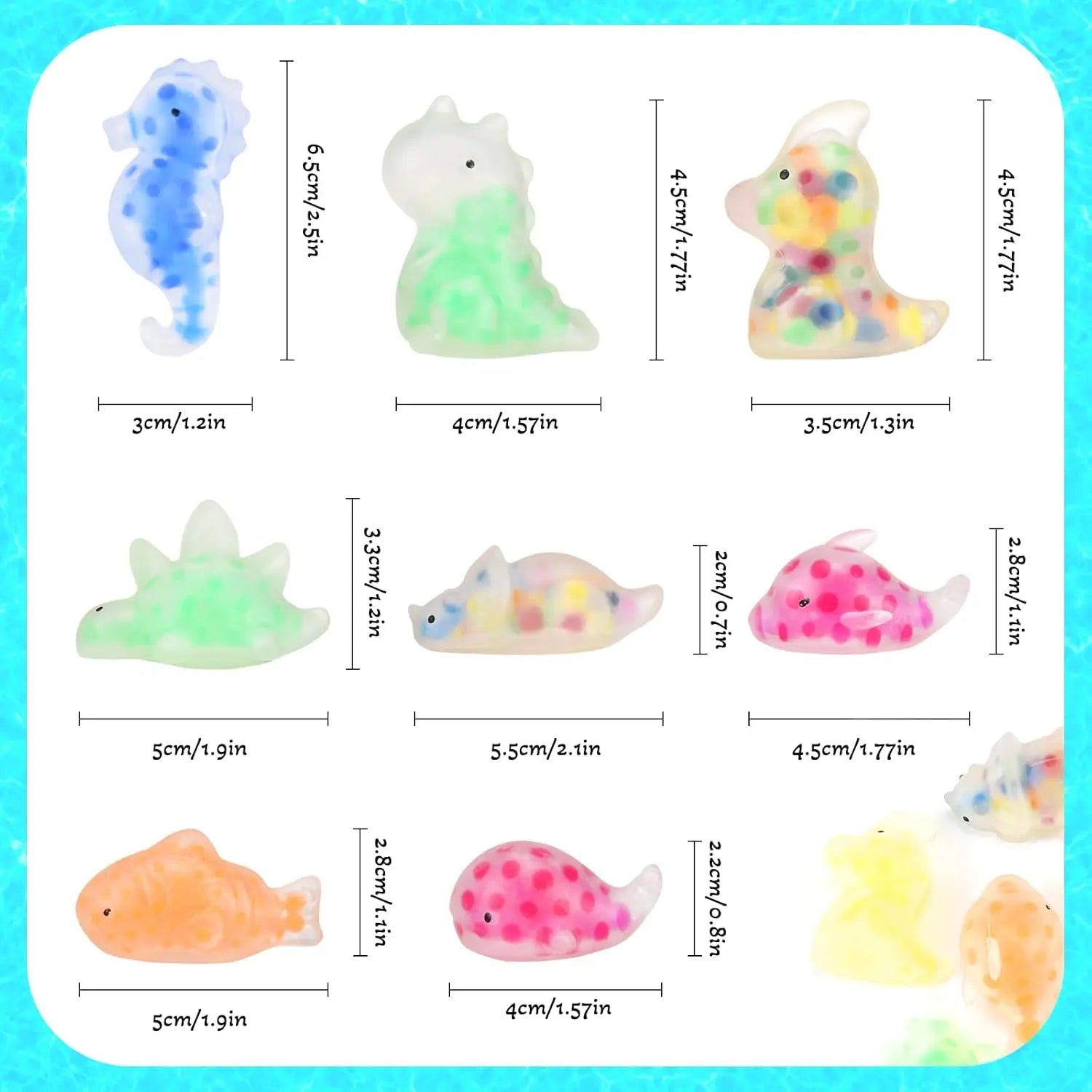 1-24pcs Squishy Fidget Toys for Kids Mochi Squishy Toys Bulk Party Squeeze Balls with Water Beads Dinosaur Sea Animals Stress