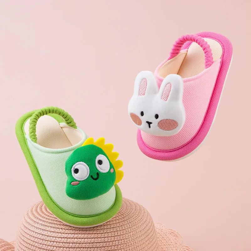 Kids'Slippers Toddler Cartoon Autumn Shoes For Children Anti-slip Thick Bottom Home Slipper Designer Pink Blue Size 140-180