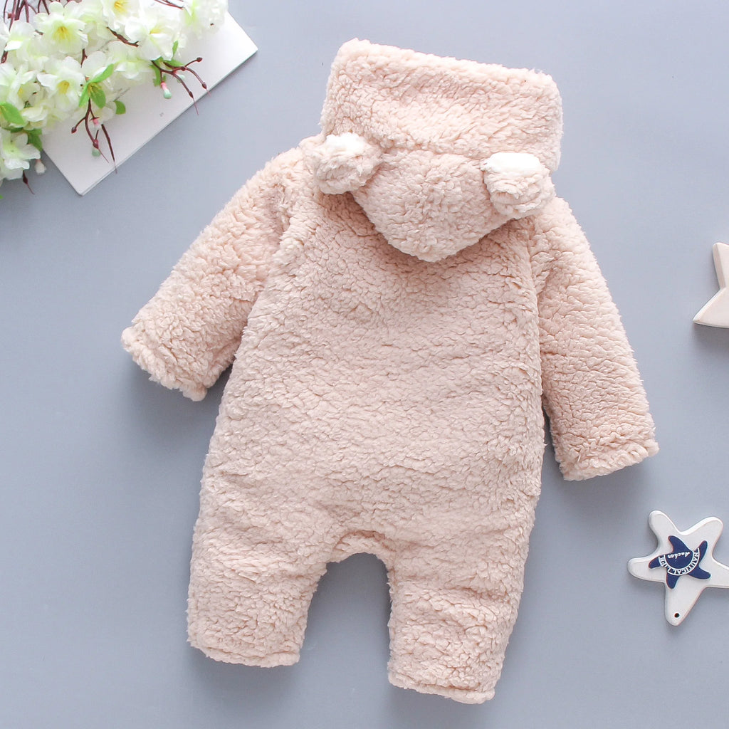 Winter New Thick And Warm Baby Boy And Girl Jumpsuit, Cartoon Teddy Bear Children'S Long Sleeved Clothes (3-18 Months)