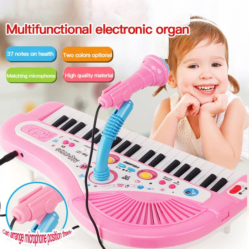 37 Keys Kids Electronic Piano with Microphone Educational Toys Musical Instrument for Kids Toddlers Boys Girls Birthday Gift