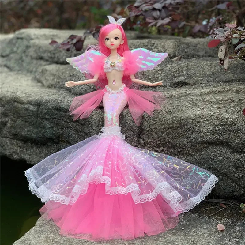 Colorful Mermaid Doll Rainbow Princess Toy Children's Pretend Play House Dress Up Toy Christmas Birthday Gift for Girls