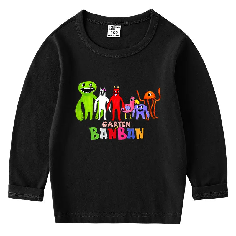 Hot Game Garden of Banban Print Cartoon 2-8Year Kids T-shirt Girls Clothes Spring Baby Boys Long Sleeve T shirt Children Tops