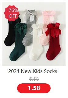 1 Pairs Summer Bow Baby Girls Socks Toddler Long Sock Infant Knee High Cotton Mesh Spanish Style Breathable Socks For 0-8Years