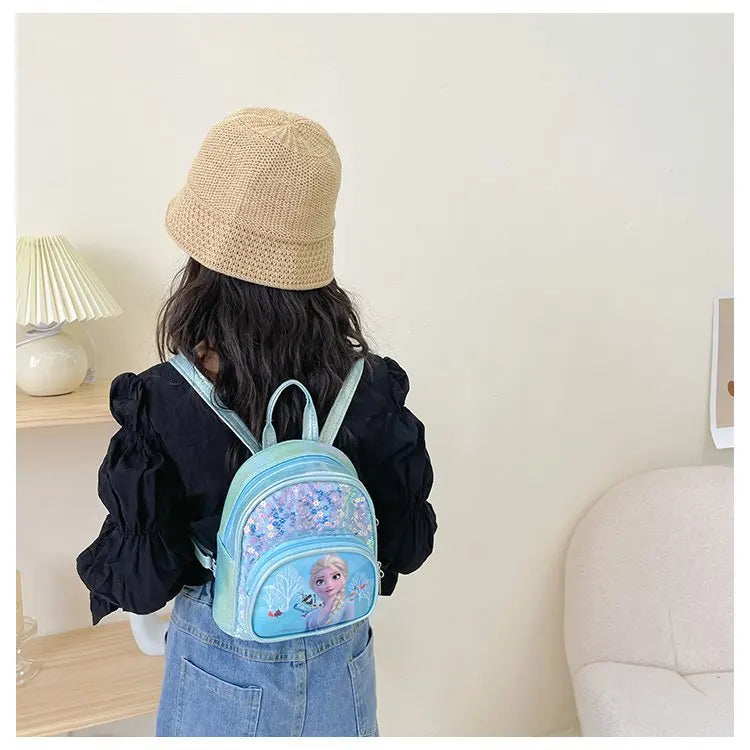 Disney Frozen Girls Backpack Elsa Princess New Girls Backpack Cartoon Cute Sequins Fashion Trend Kindergarten School Bag