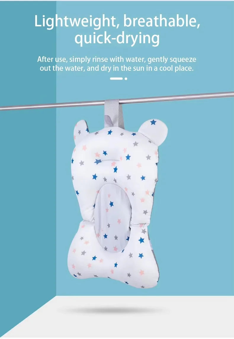 PANGDUBE Baby Bath Seat Newborn Bathtub Cushion Adjustable Support Pad with Non-Slip Mat 0-12 Months Shower Safety Float