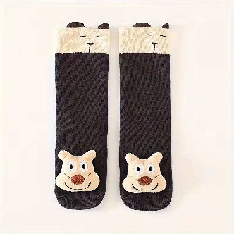 Kids Cartoon Animal Knee High Socks Non Slip Cotton Long Sock for Boys Girls Baby Knee Protector Toddler Cute Winter Accessories