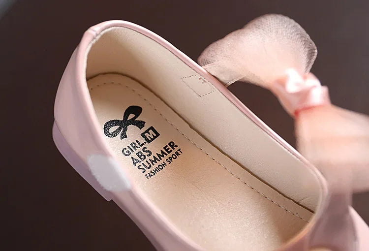 Kids Leather Girls Shoes Shining Shell Princess Shoes for Baby Party Wedding Children Lace Bow Spring Summer Dress Shoes F03111