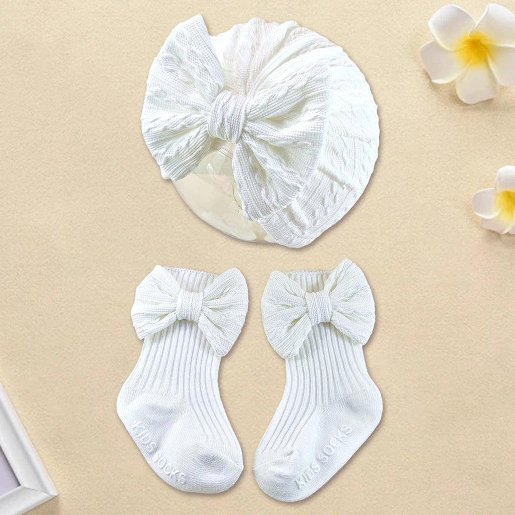 Adorable Baby Boy Knit Hat and Booties Set Newborn Soft Beanie Cap with Pom Pom and Matching Socks for Infants