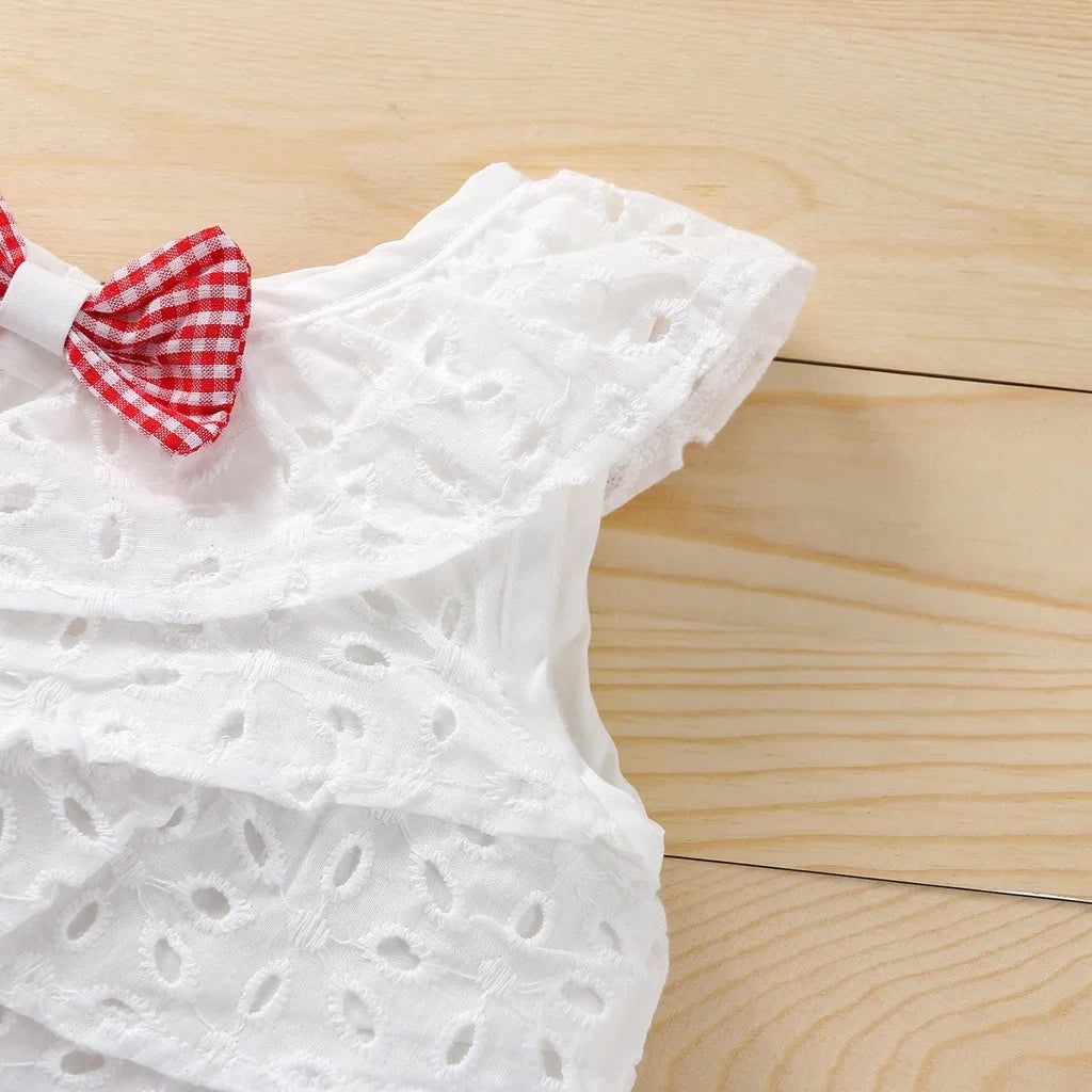 Summer 2/piece Set for Girls Top and Pants Baby Girl Lace Sleeveless Top Plaid Shorts Children's Clothing Set