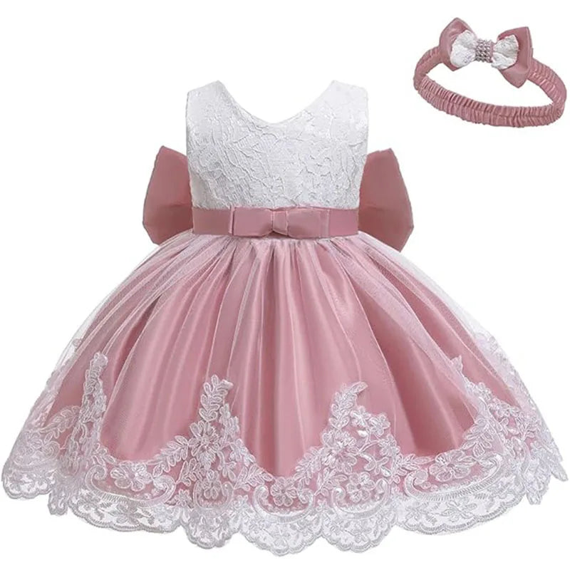 New Year Dress For Girls White Bridesmaid Dresses For Wedding Prom Gown Big Bow Girls Elegant Dresses Red Puffy Christmas Dress