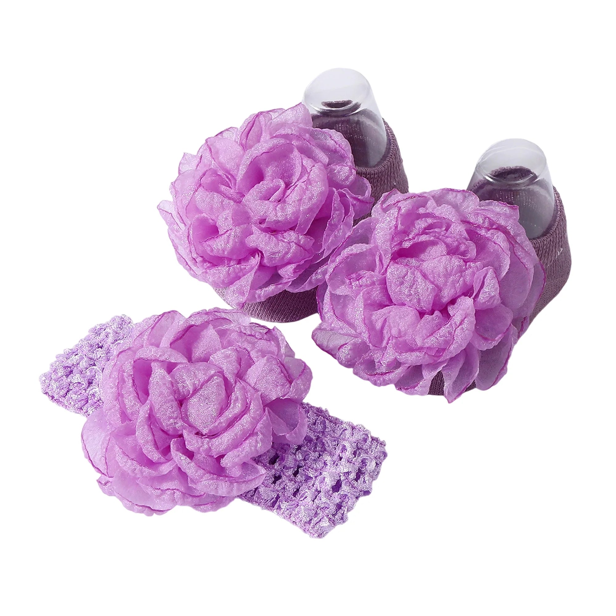 Adorable Baby Girls Hair Bow Clips and Socks Set Sweet Floral Headbands and Ankle Socks Infant Christening Outfit Accessory