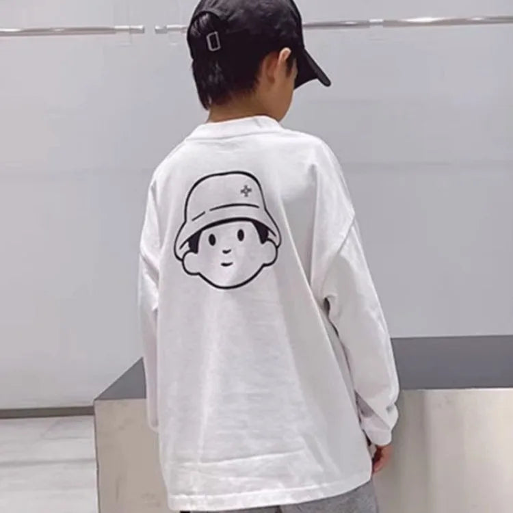 Cartoon Loose Top Kids Boys Clothes Tops Child T-shirt Children's Clothing 7 To 12 Years Spring Autumn Long Sleeve Oversized Boy