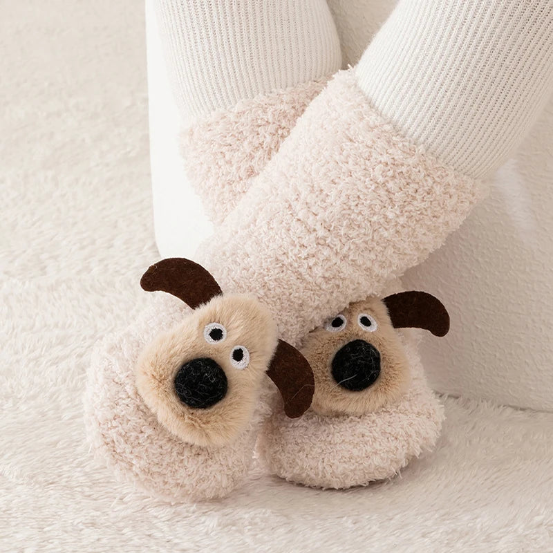 3 Pairs/Lot Baby Floor Socks Non-Slip Sole Kids Socks Cute Cartoon Winter Warm Toddler Socks For Boys And Girls