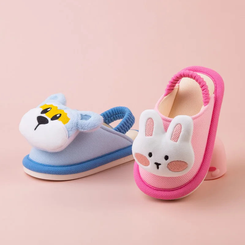 Kids'Slippers Toddler Cartoon Autumn Shoes For Children Anti-slip Thick Bottom Home Slipper Designer Pink Blue Size 140-180