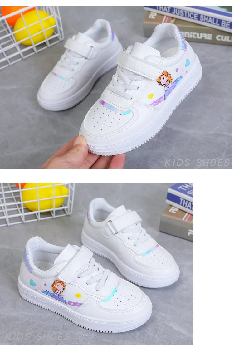 Disney Ariel Princess Kids Tennis Sneakers Children Running Girls Sport Shoes Pink White Breathable Hook Loop Boy Child Sneakers