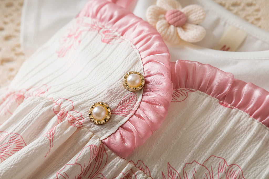 6-24 Months Summer New Soft And Comfortable Baby Girl Dress, Sweet Flower Children'S Short Sleeved Clothes