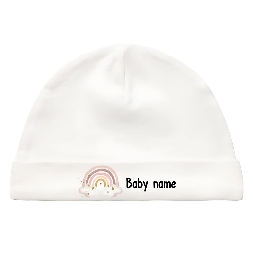 Personalised Unisex Baby Hat Infant Head Wear Baby Shower Gift Custom Newborn Beanie with Name First Hat for Babies